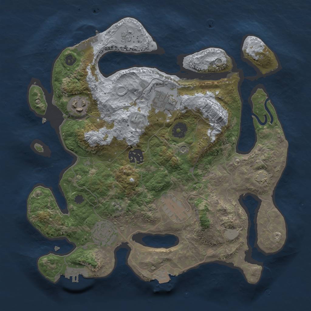 Rust Map: Procedural Map, Size: 3000, Seed: 1201340484, 13 Monuments
