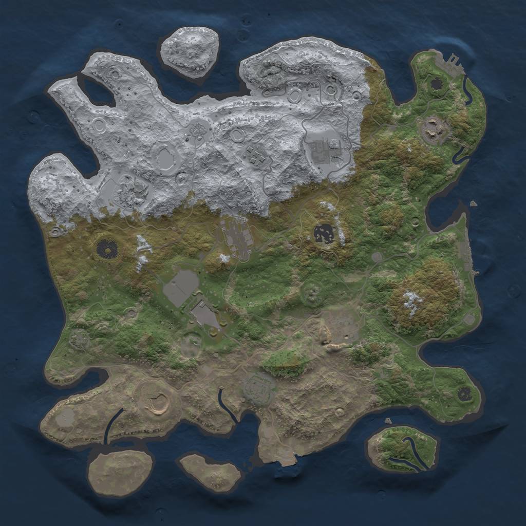 Rust Map: Procedural Map, Size: 3800, Seed: 1122745375, 18 Monuments