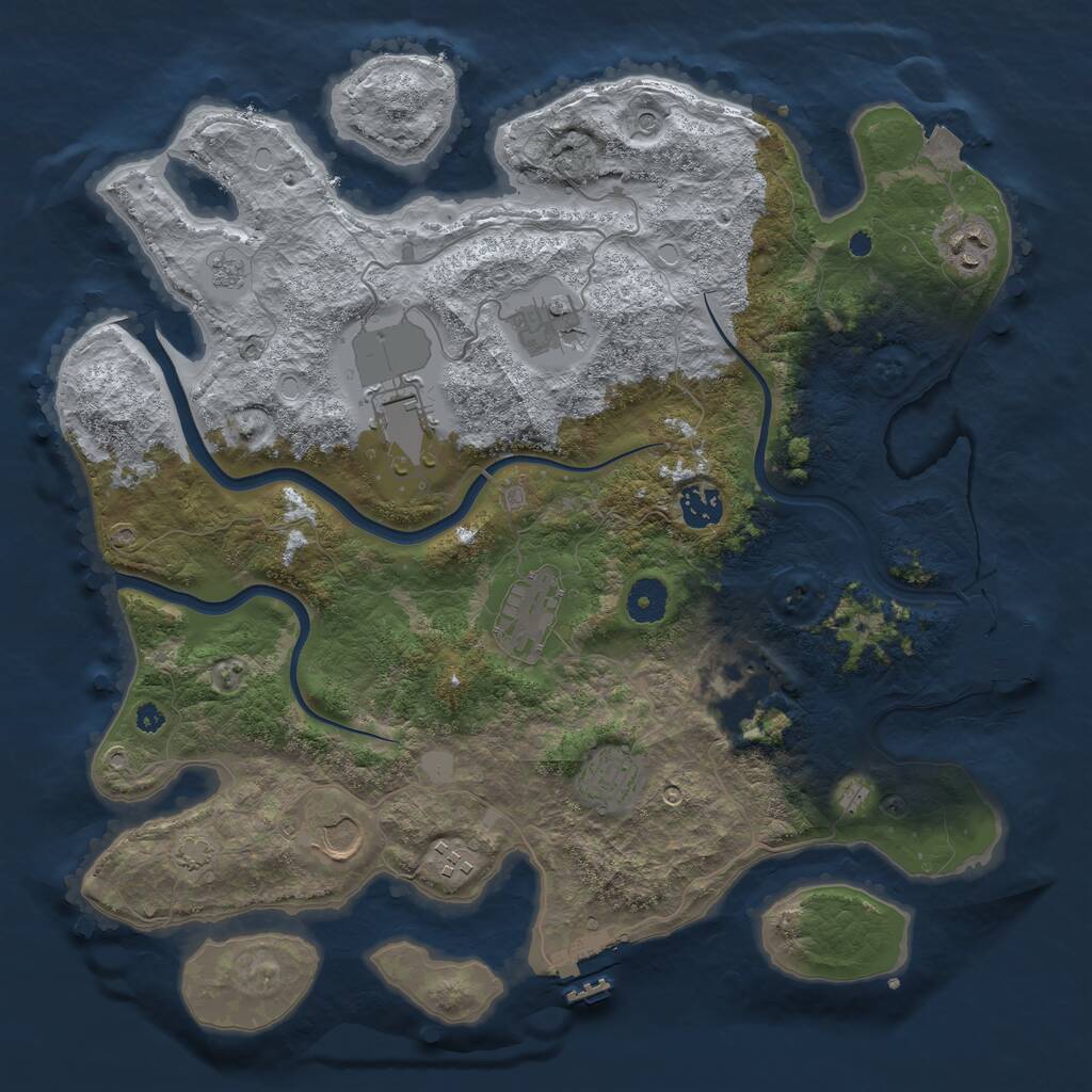 Rust Map: Procedural Map, Size: 3800, Seed: 1122745375, 15 Monuments