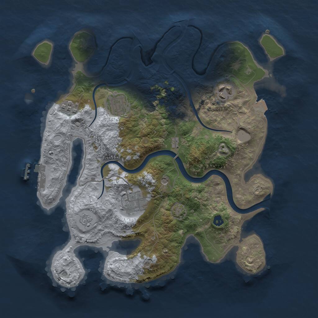 Rust Map: Procedural Map, Size: 3000, Seed: 25073, 9 Monuments
