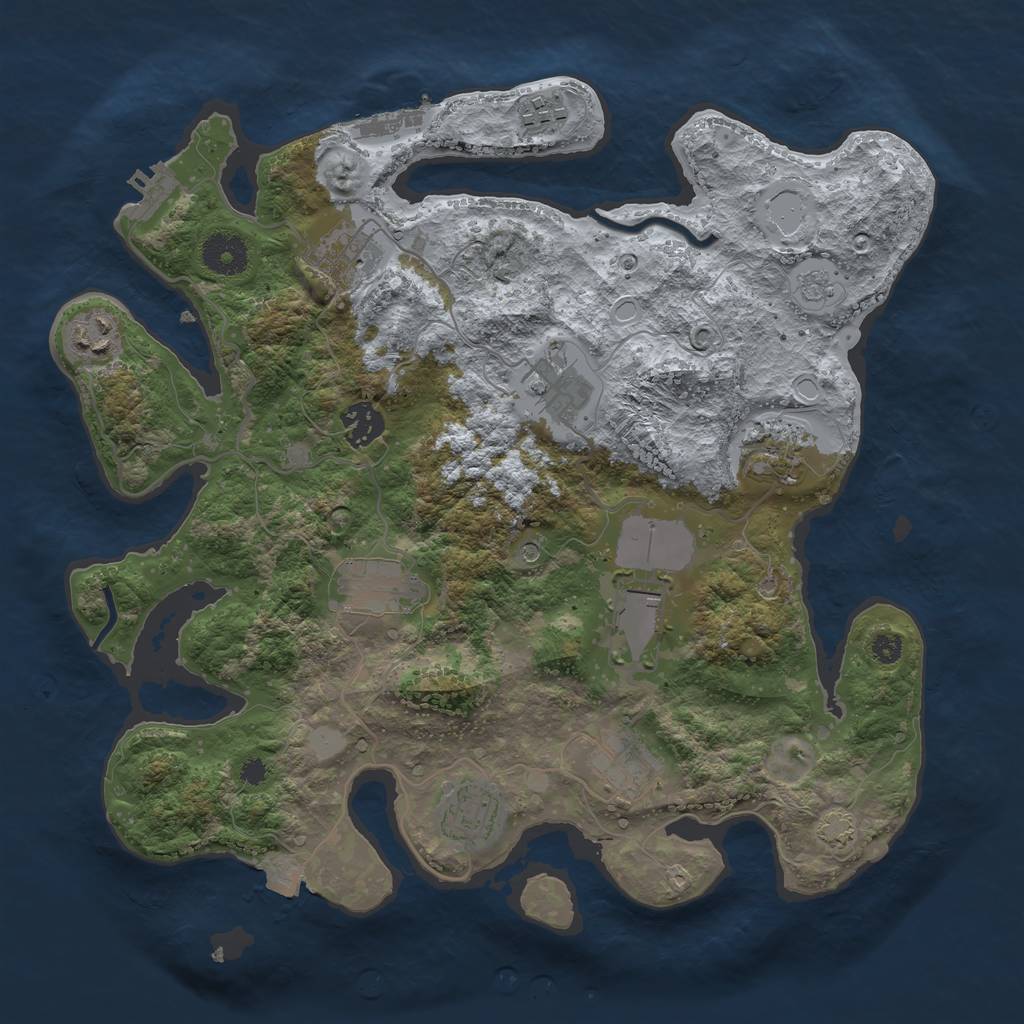 Rust Map: Procedural Map, Size: 3500, Seed: 2083337366, 18 Monuments