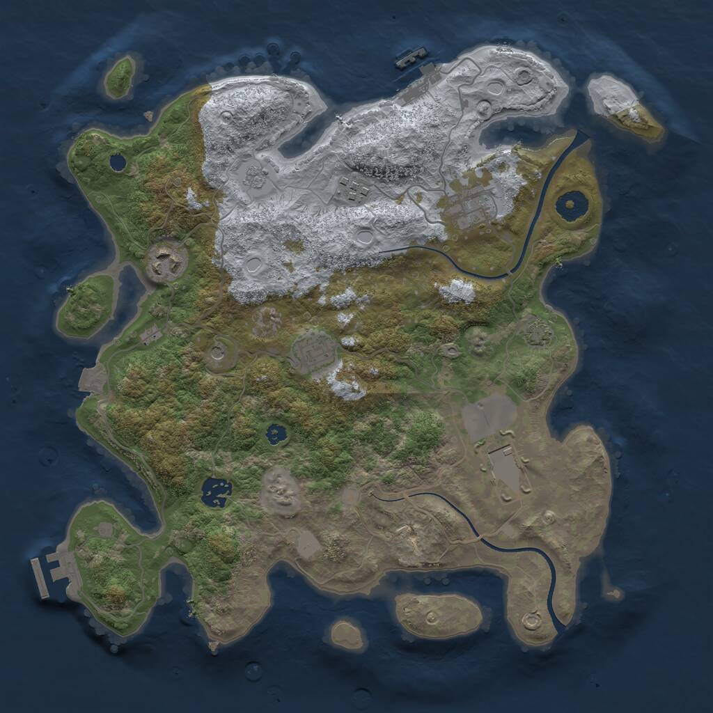 Rust Map: Procedural Map, Size: 3500, Seed: 1919944830, 12 Monuments