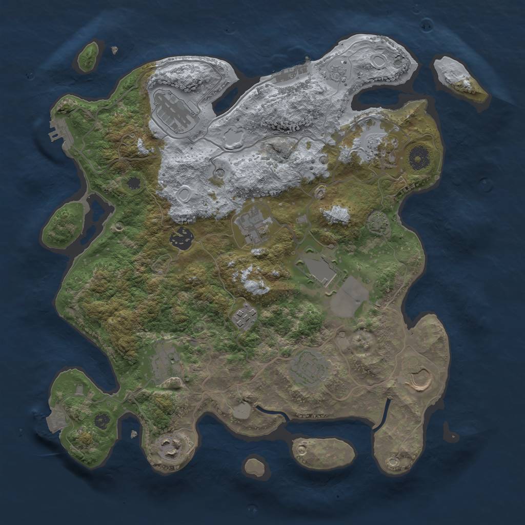 Rust Map: Procedural Map, Size: 3500, Seed: 1919944830, 18 Monuments