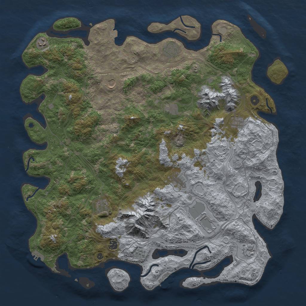 Rust Map: Procedural Map, Size: 5000, Seed: 789346255, 19 Monuments