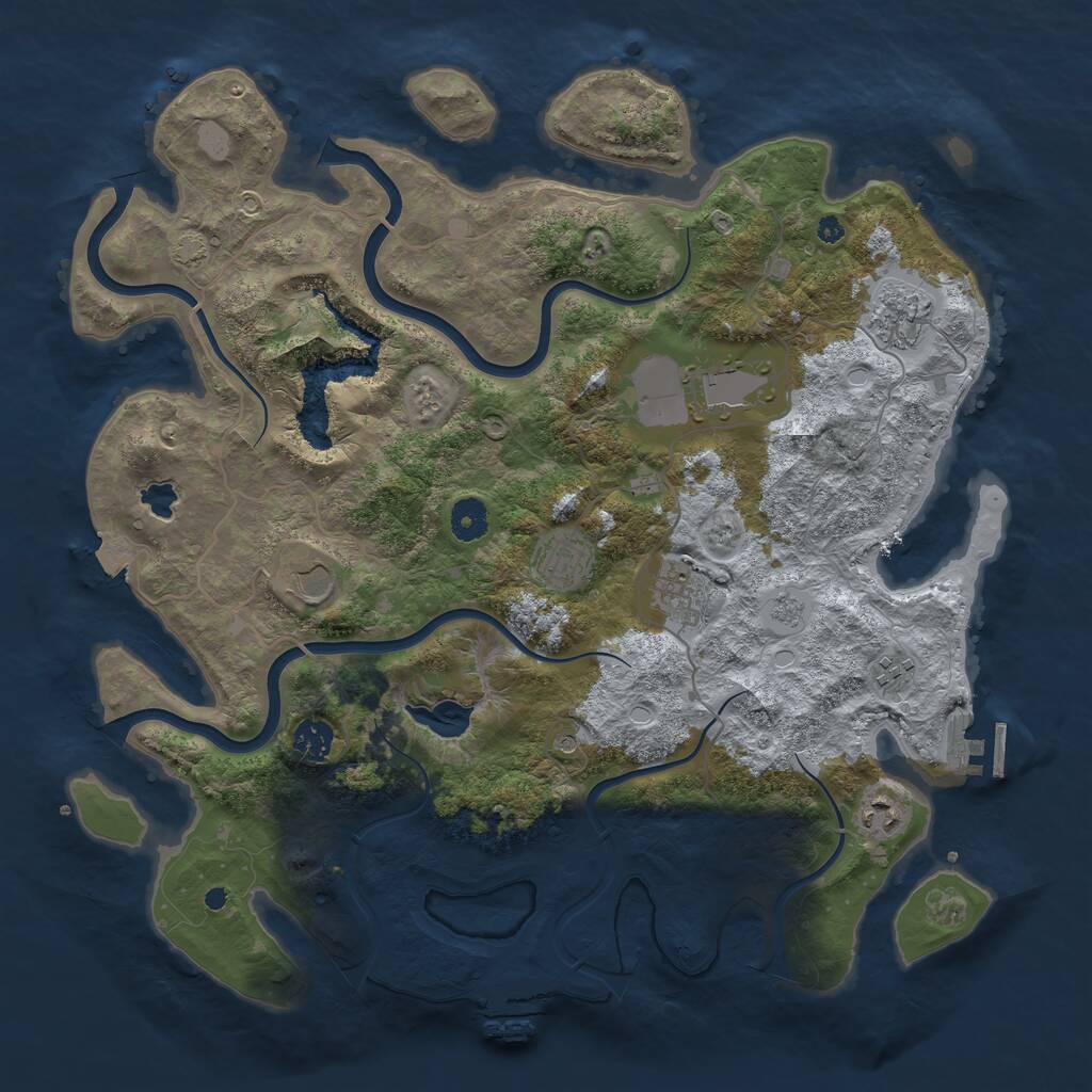 Rust Map: Procedural Map, Size: 4050, Seed: 1124985222, 14 Monuments