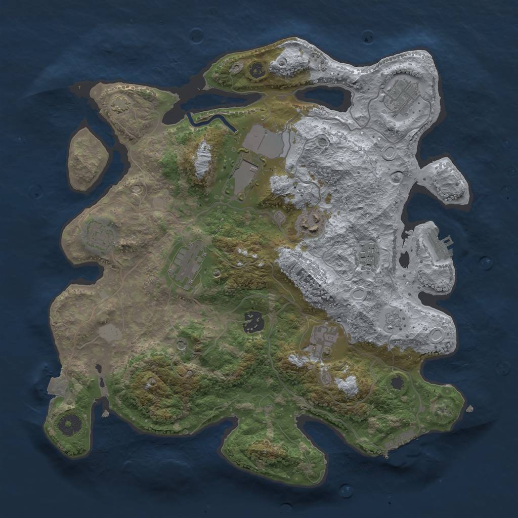 Rust Map: Procedural Map, Size: 3500, Seed: 2096579888, 16 Monuments