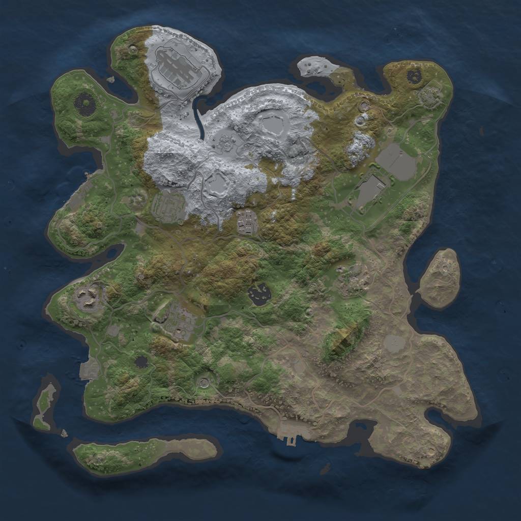 Rust Map: Procedural Map, Size: 3500, Seed: 2080170345, 16 Monuments