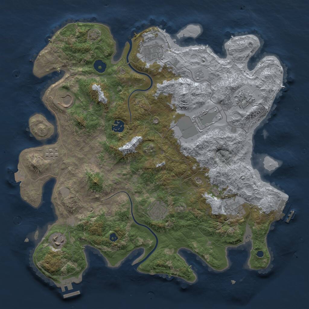 Rust Map: Procedural Map, Size: 3700, Seed: 1355763565, 15 Monuments