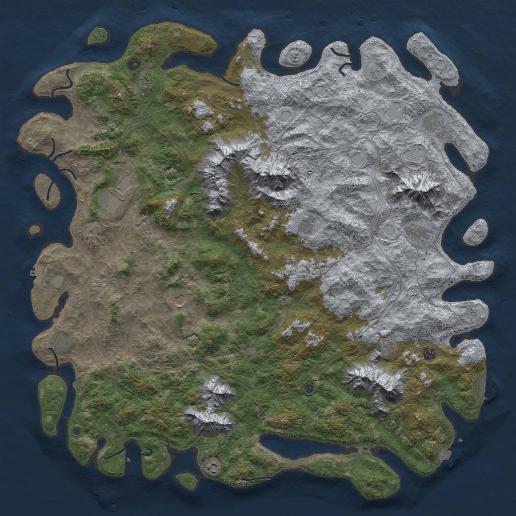 Rust Map: Procedural Map, Size: 6000, Seed: 398350704, 19 Monuments