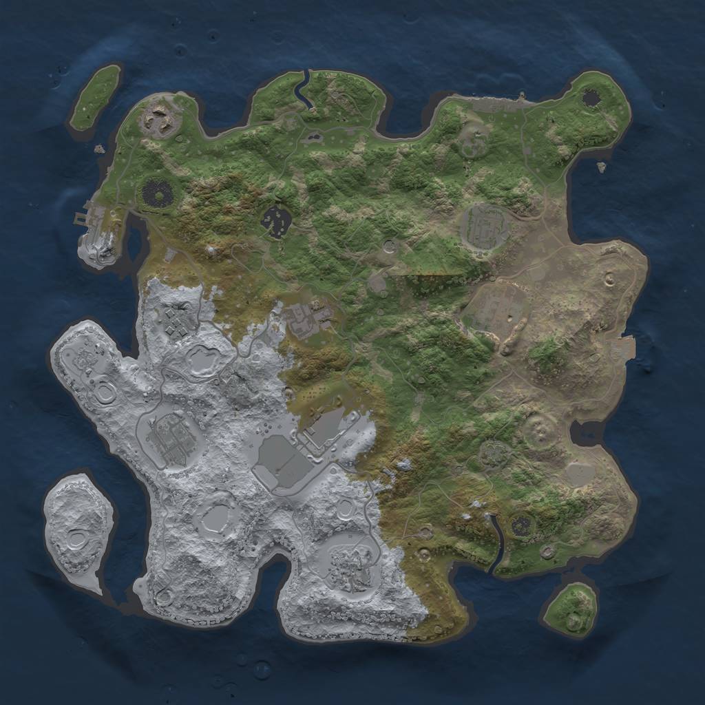 Rust Map: Procedural Map, Size: 3500, Seed: 11581, 17 Monuments