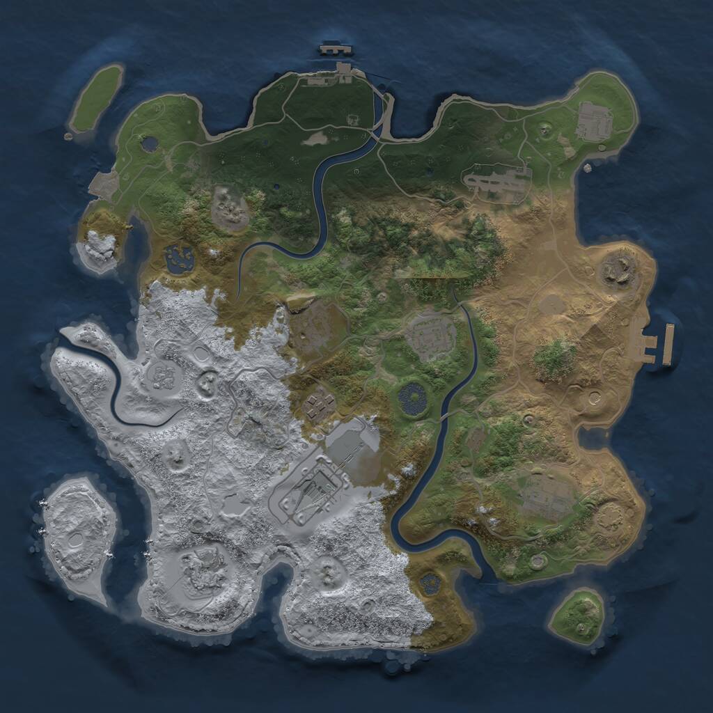 Rust Map: Procedural Map, Size: 3500, Seed: 11581, 17 Monuments