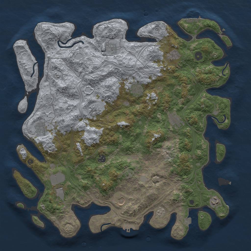 Rust Map: Procedural Map, Size: 4500, Seed: 840778708, 19 Monuments