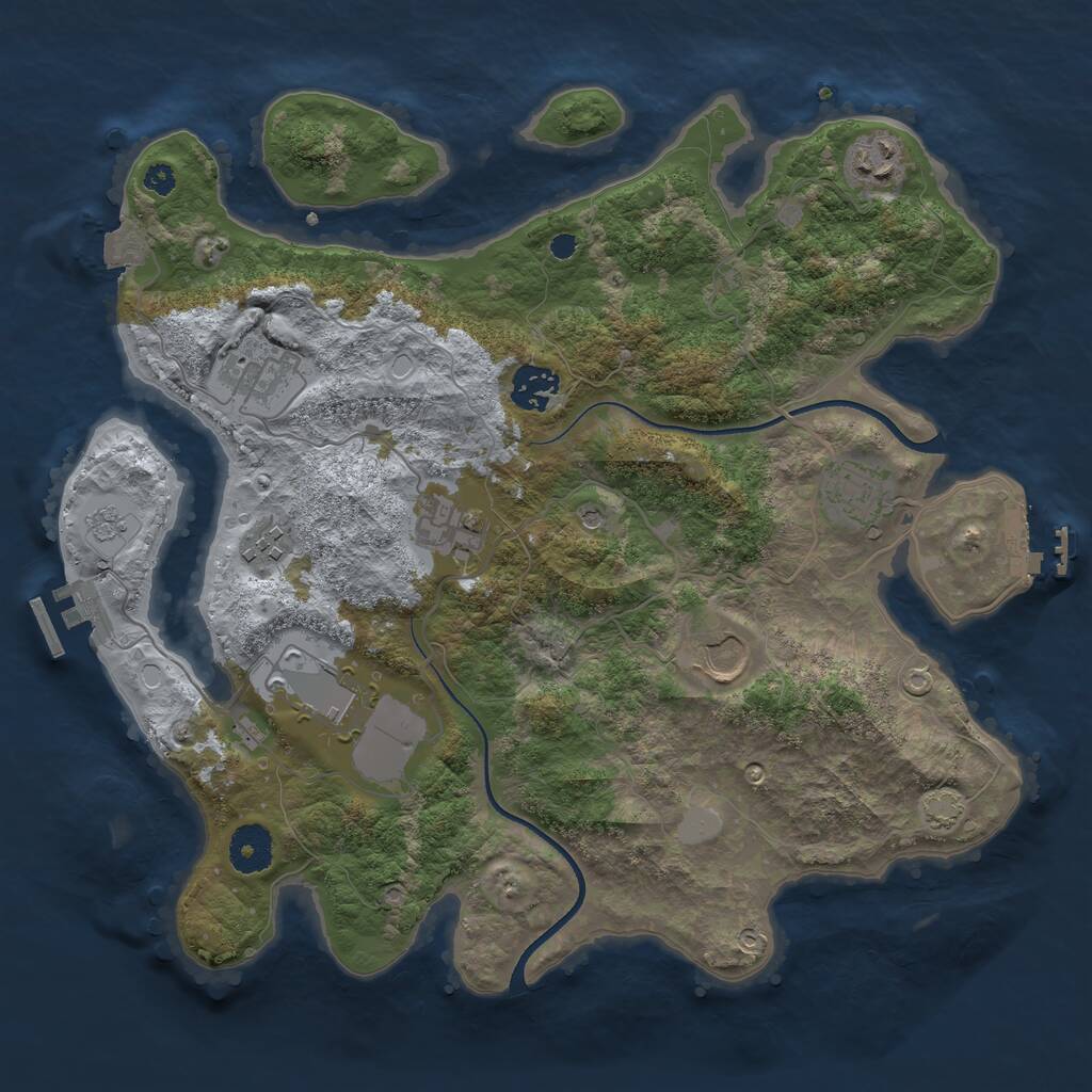Rust Map: Procedural Map, Size: 3500, Seed: 913643089, 14 Monuments