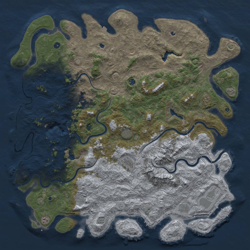 Rust Map: Procedural Map, Size: 6000, Seed: 731946825, 17 Monuments
