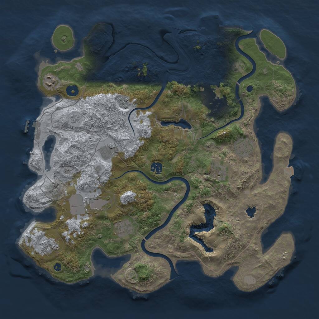 Rust Map: Procedural Map, Size: 4000, Seed: 38419041, 16 Monuments