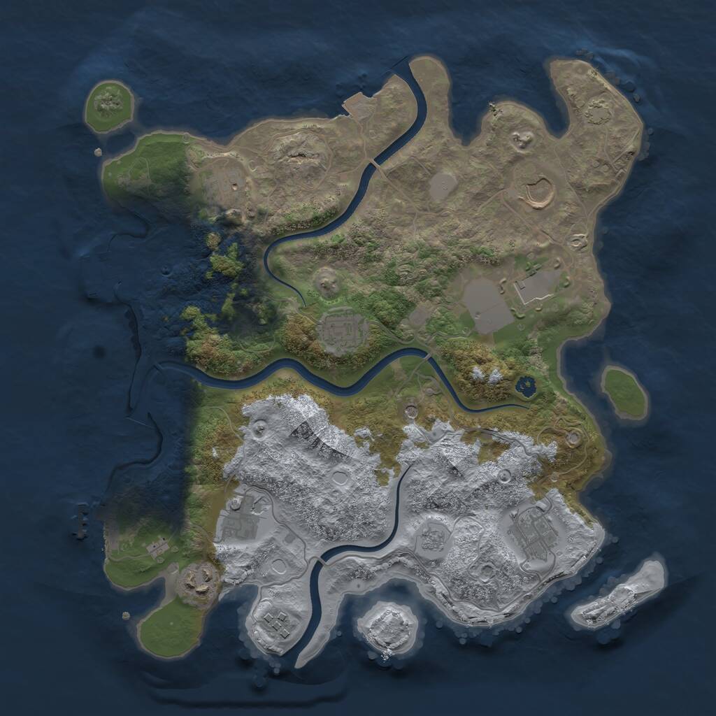 Rust Map: Procedural Map, Size: 3500, Seed: 1171180597, 14 Monuments