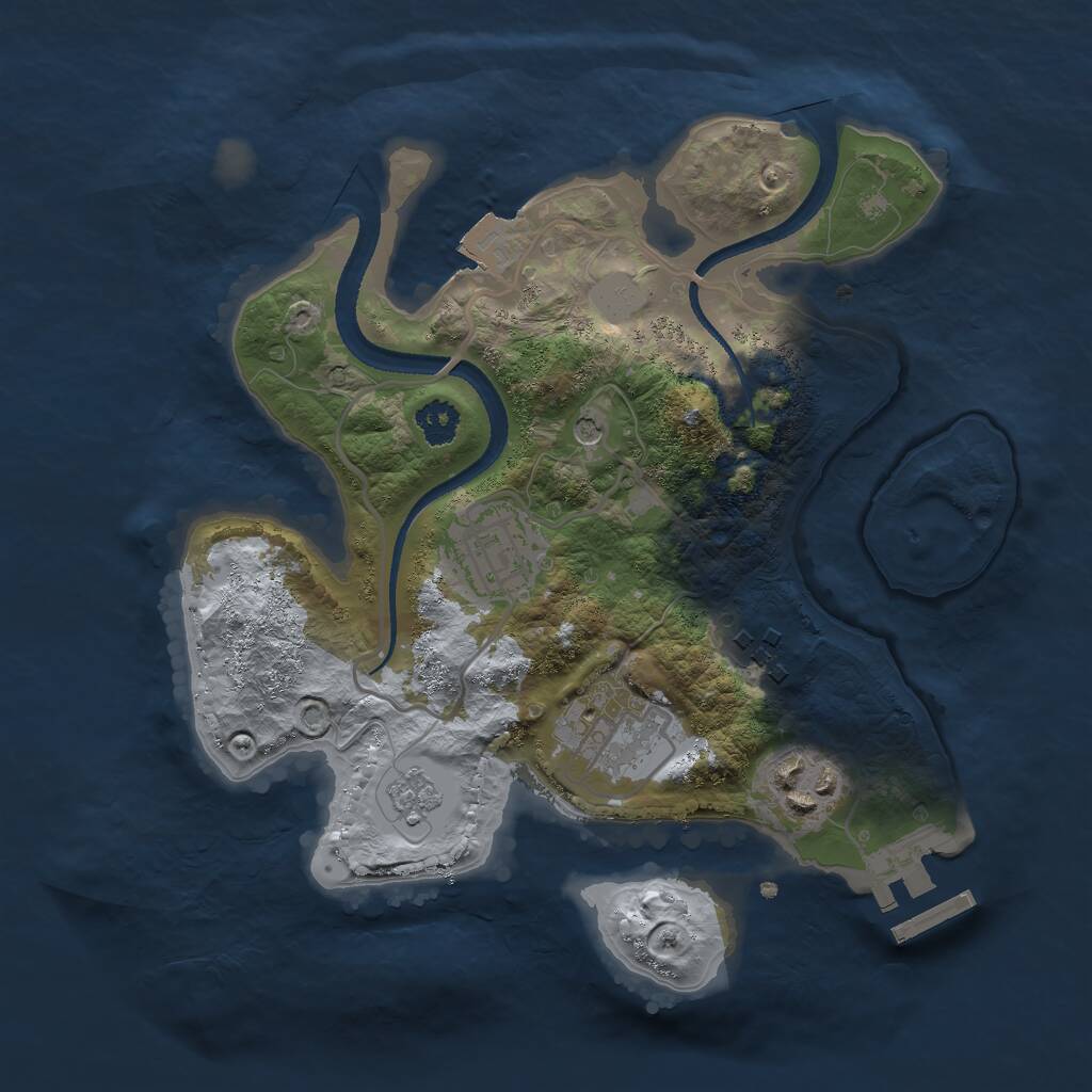Rust Map: Procedural Map, Size: 2500, Seed: 315558745, 8 Monuments