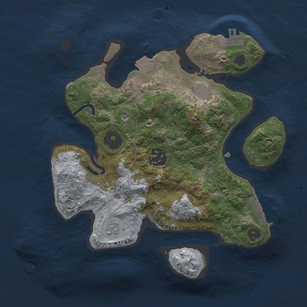 Rust Map: Procedural Map, Size: 2500, Seed: 315558745, 8 Monuments