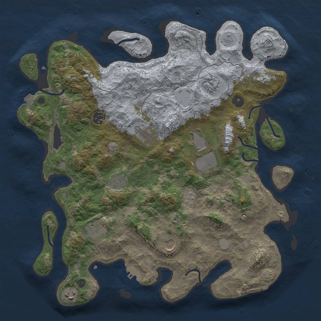 Rust Map: Procedural Map, Size: 4000, Seed: 989812426, 16 Monuments