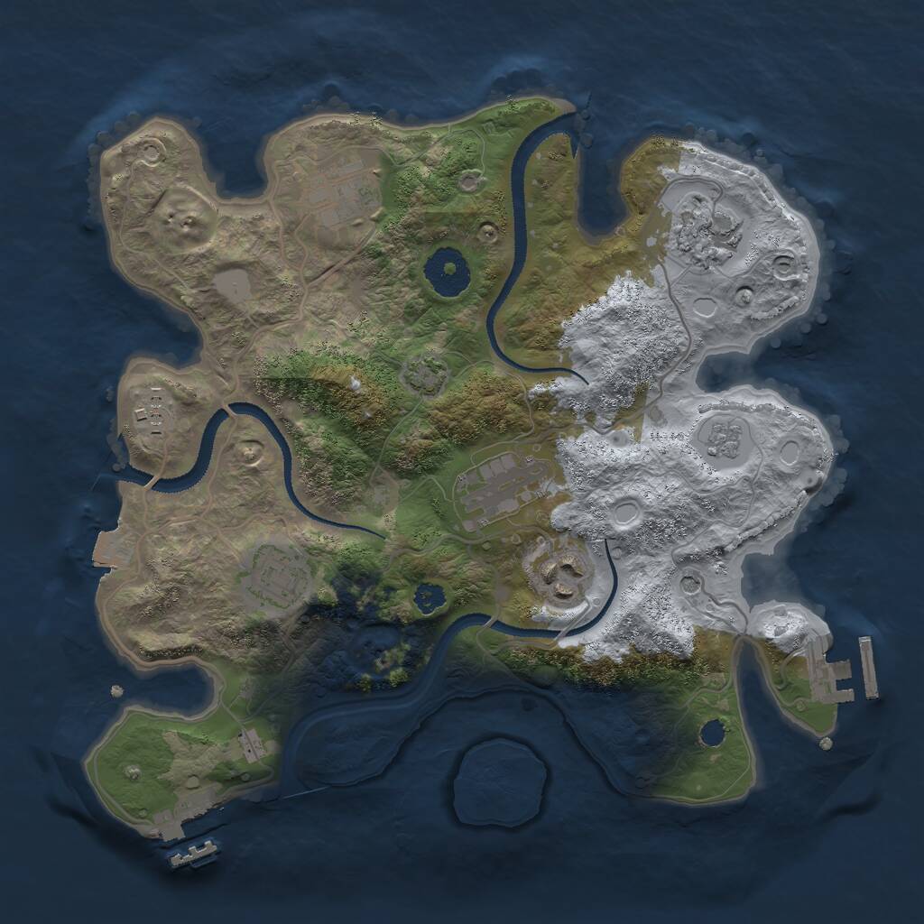 Rust Map: Procedural Map, Size: 3000, Seed: 6473921, 12 Monuments