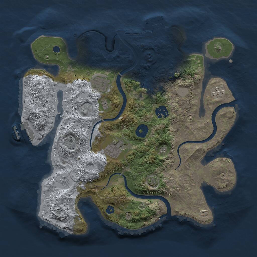 Rust Map: Procedural Map, Size: 3000, Seed: 123456790, 10 Monuments