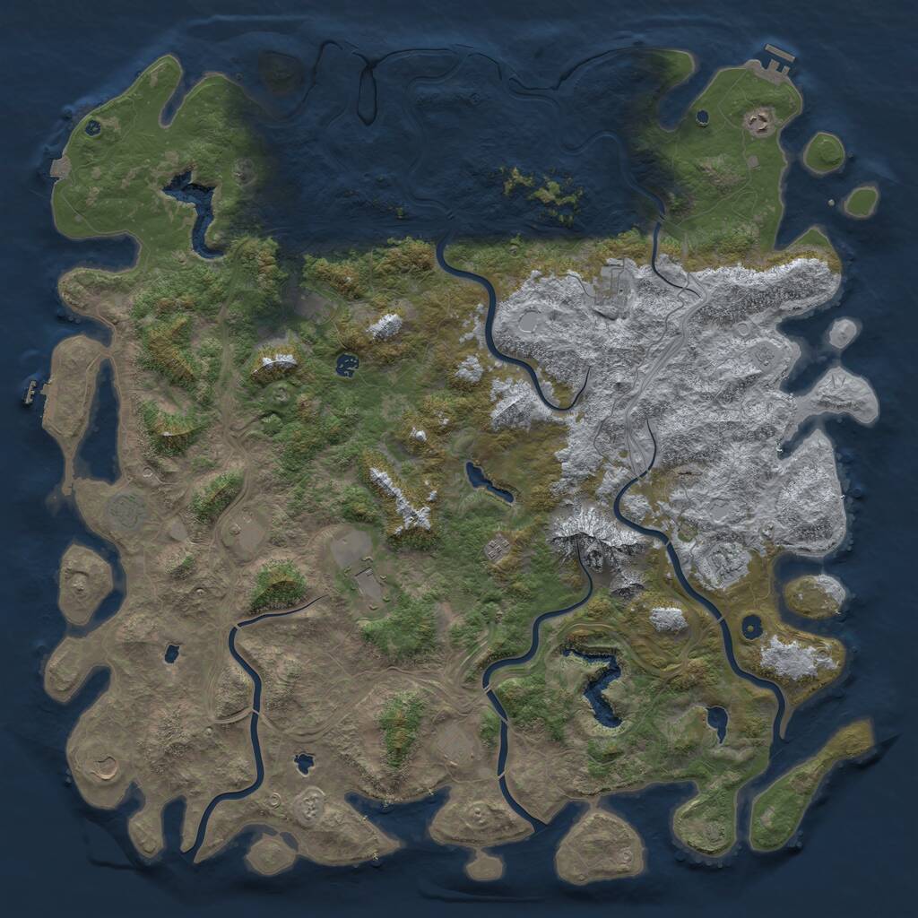 Rust Map: Procedural Map, Size: 6000, Seed: 12160006, 17 Monuments