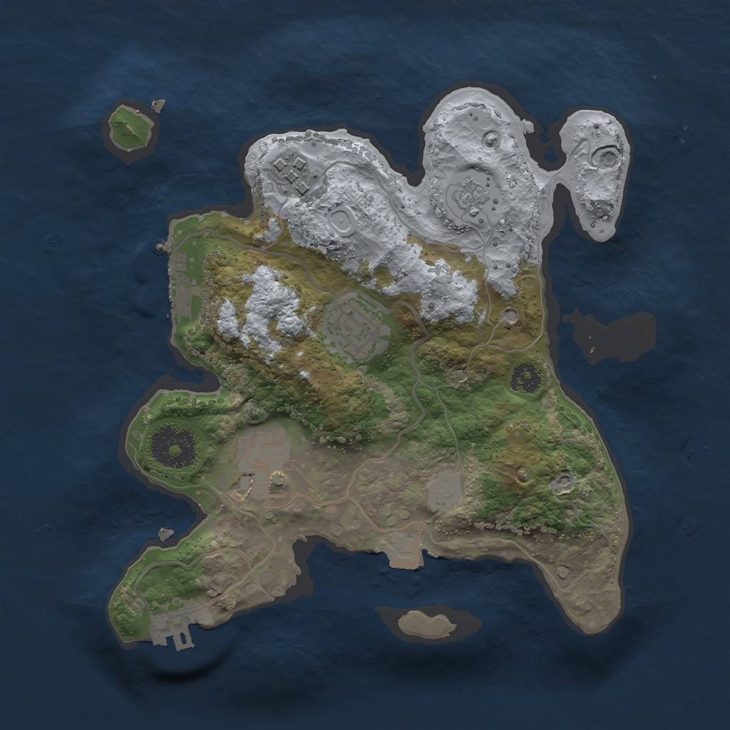 Rust Map: Procedural Map, Size: 2500, Seed: 81812391, 9 Monuments