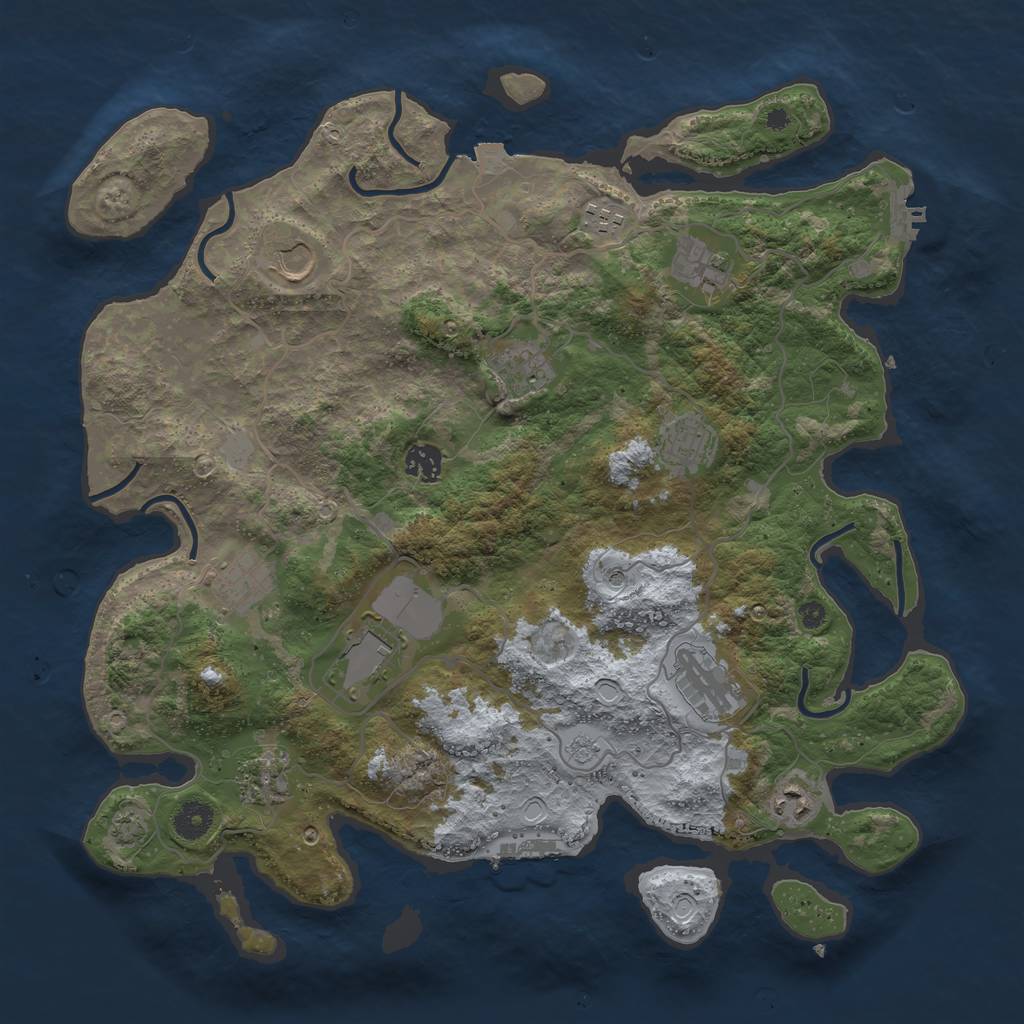 Rust Map: Procedural Map, Size: 4000, Seed: 4909361, 19 Monuments