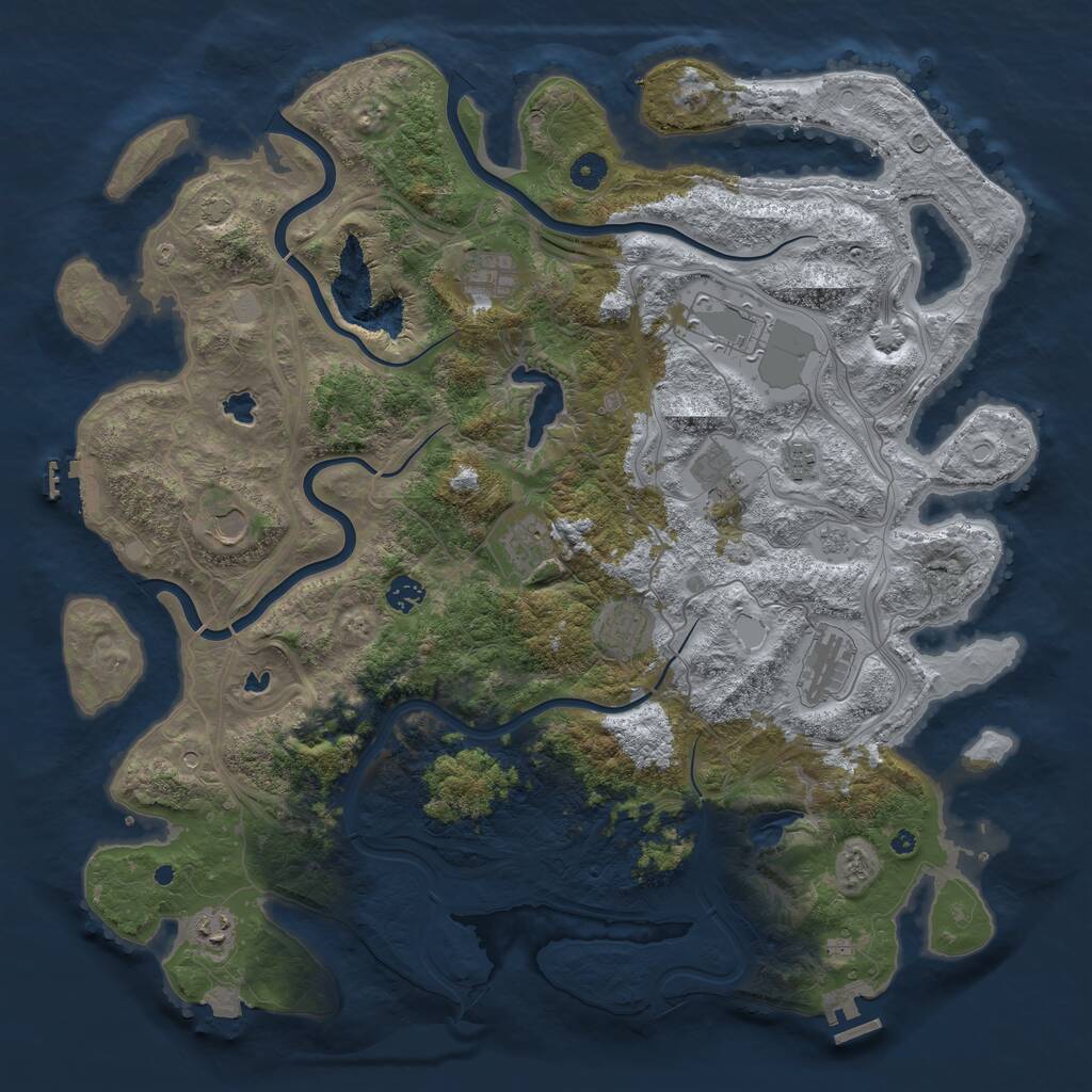 Rust Map: Procedural Map, Size: 4500, Seed: 595316745, 16 Monuments