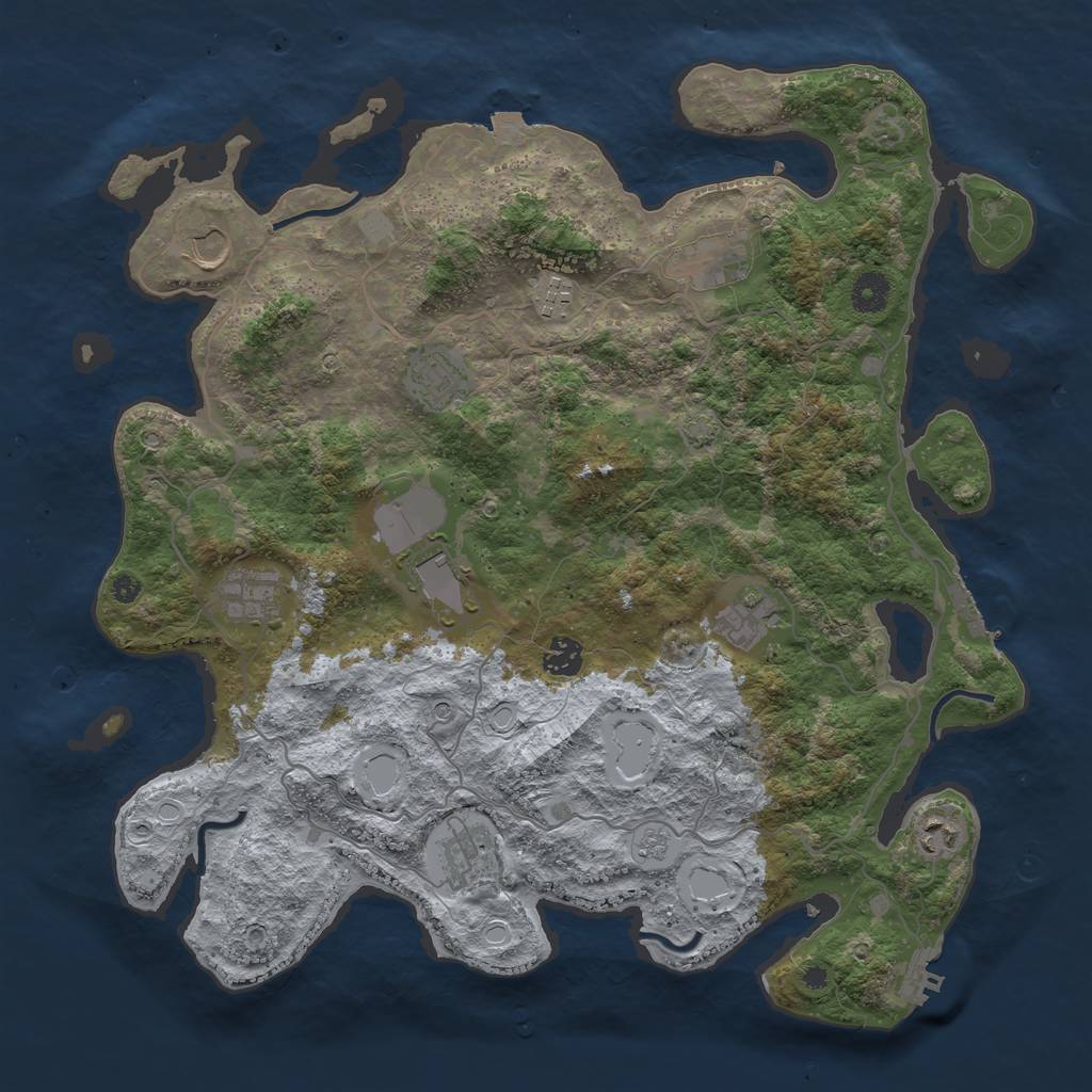 Rust Map: Procedural Map, Size: 4050, Seed: 590824191, 18 Monuments