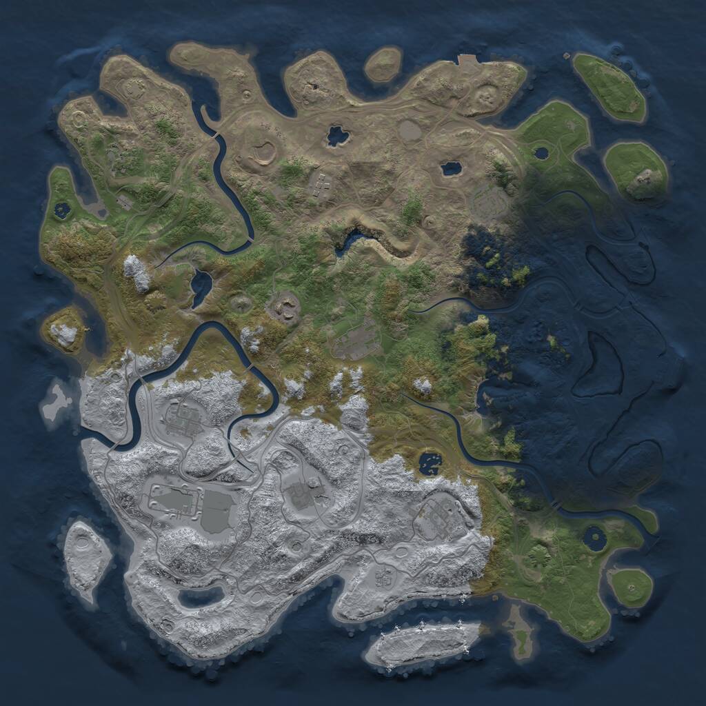 Rust Map: Procedural Map, Size: 4500, Seed: 1337460525, 16 Monuments