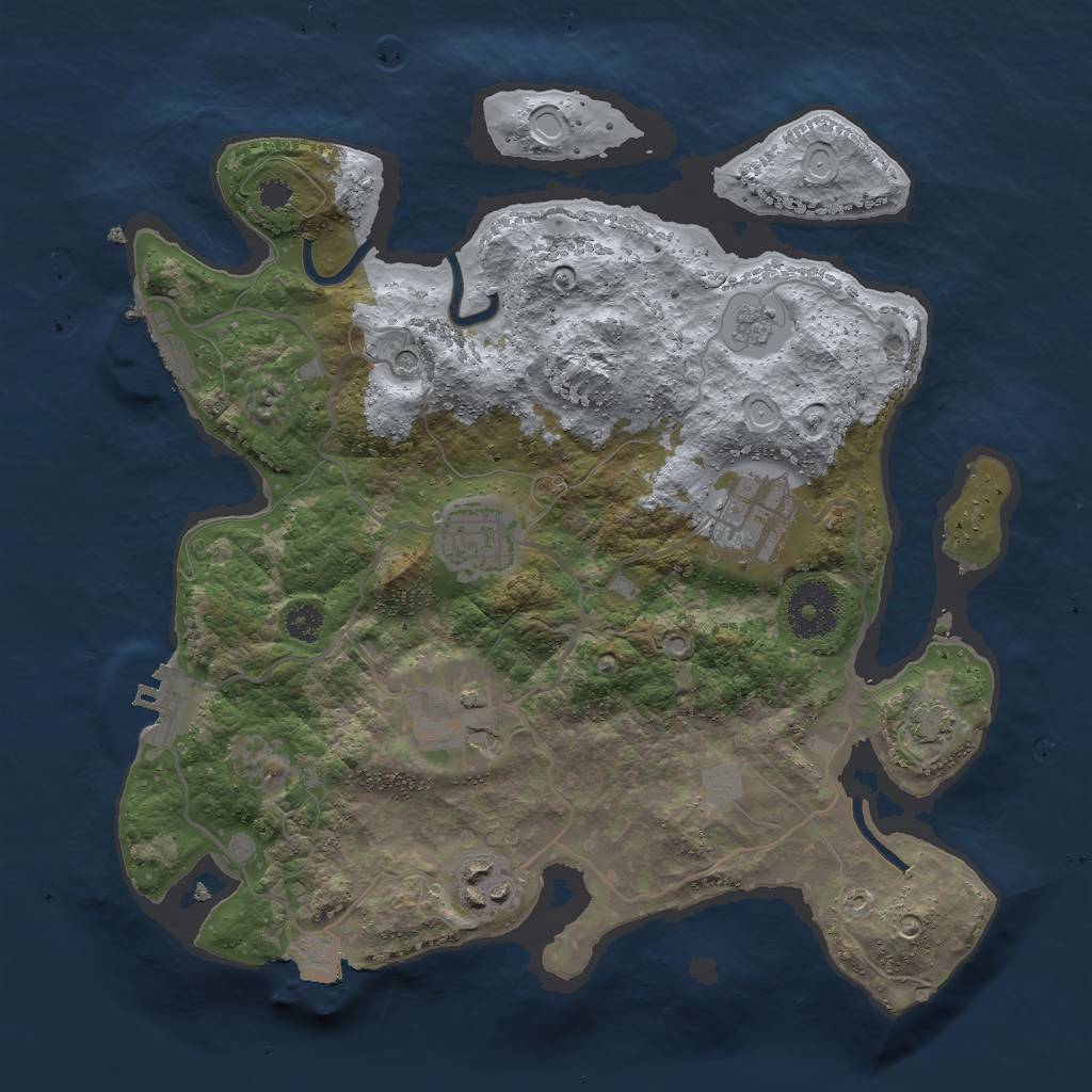 Rust Map: Procedural Map, Size: 3000, Seed: 33699, 12 Monuments