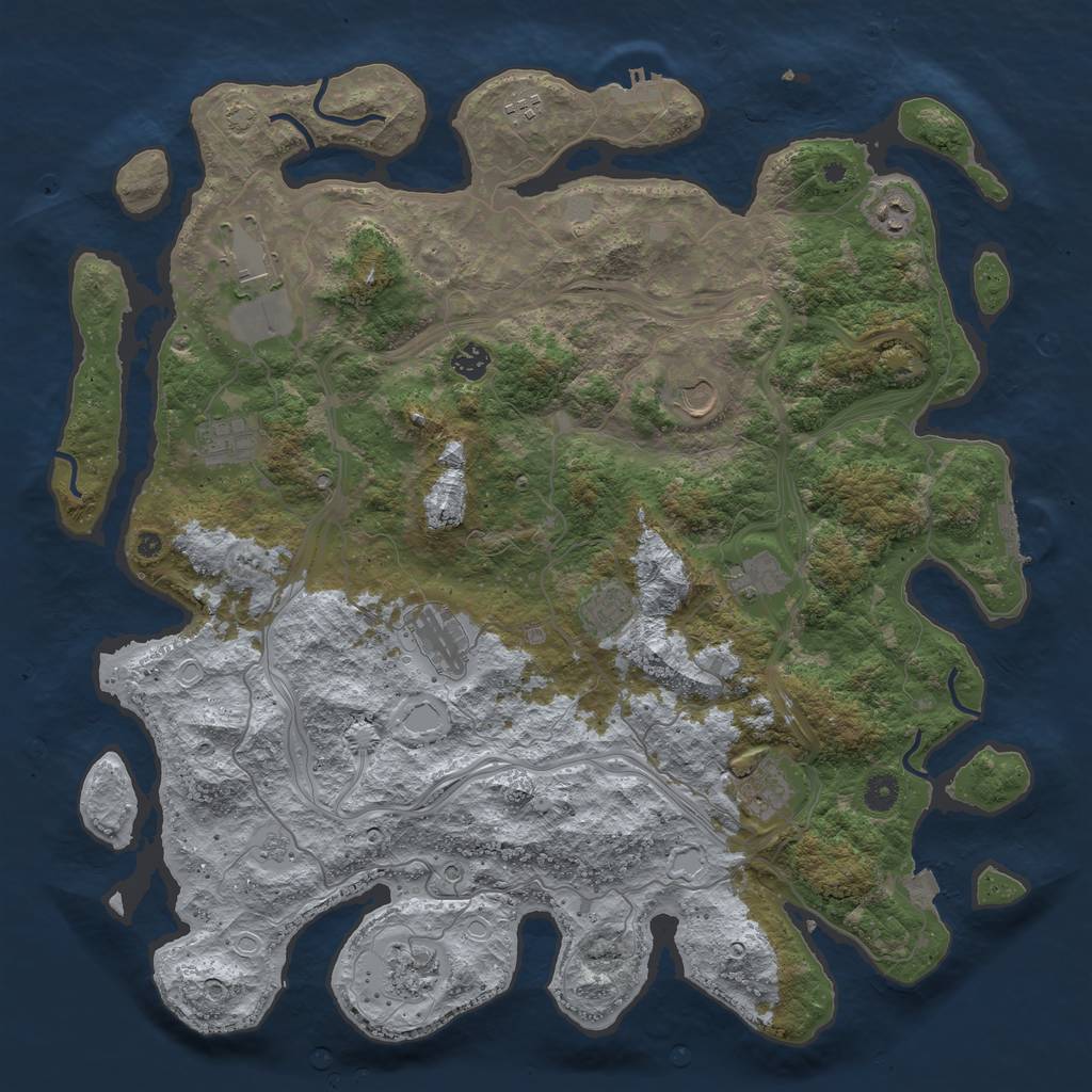 Rust Map: Procedural Map, Size: 4500, Seed: 187157849, 19 Monuments