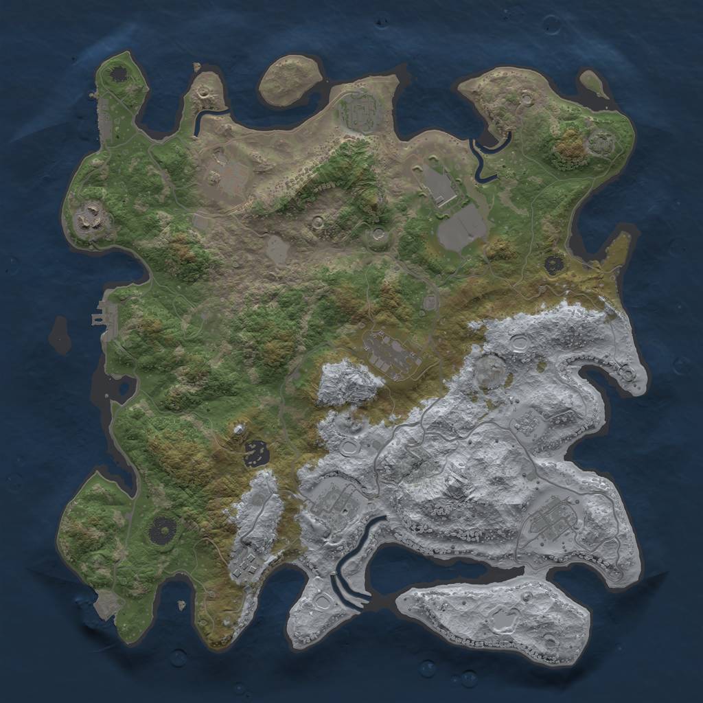 Rust Map: Procedural Map, Size: 3800, Seed: 162466, 17 Monuments