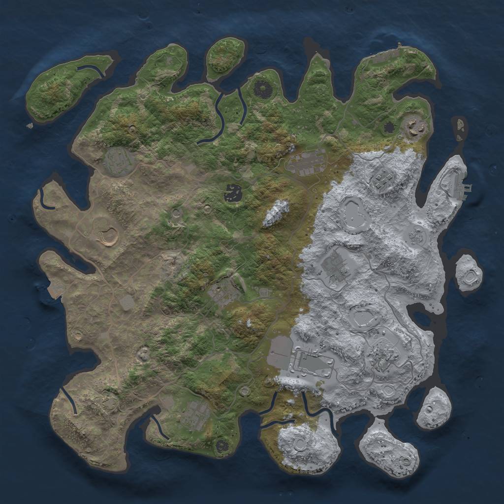 Rust Map: Procedural Map, Size: 4000, Seed: 352506213, 19 Monuments