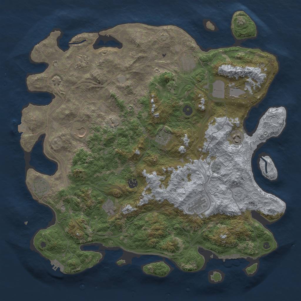 Rust Map: Procedural Map, Size: 4500, Seed: 321346846, 19 Monuments