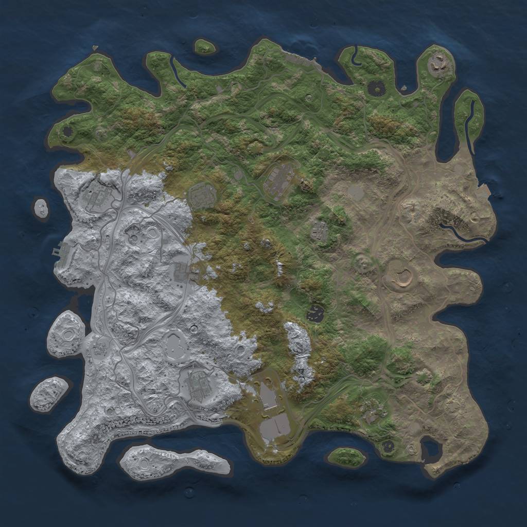 Rust Map: Procedural Map, Size: 4500, Seed: 508945160, 19 Monuments