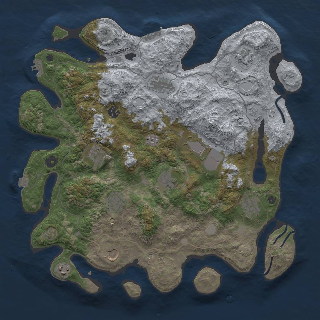 Rust Map: Procedural Map, Size: 4000, Seed: 459390228, 19 Monuments