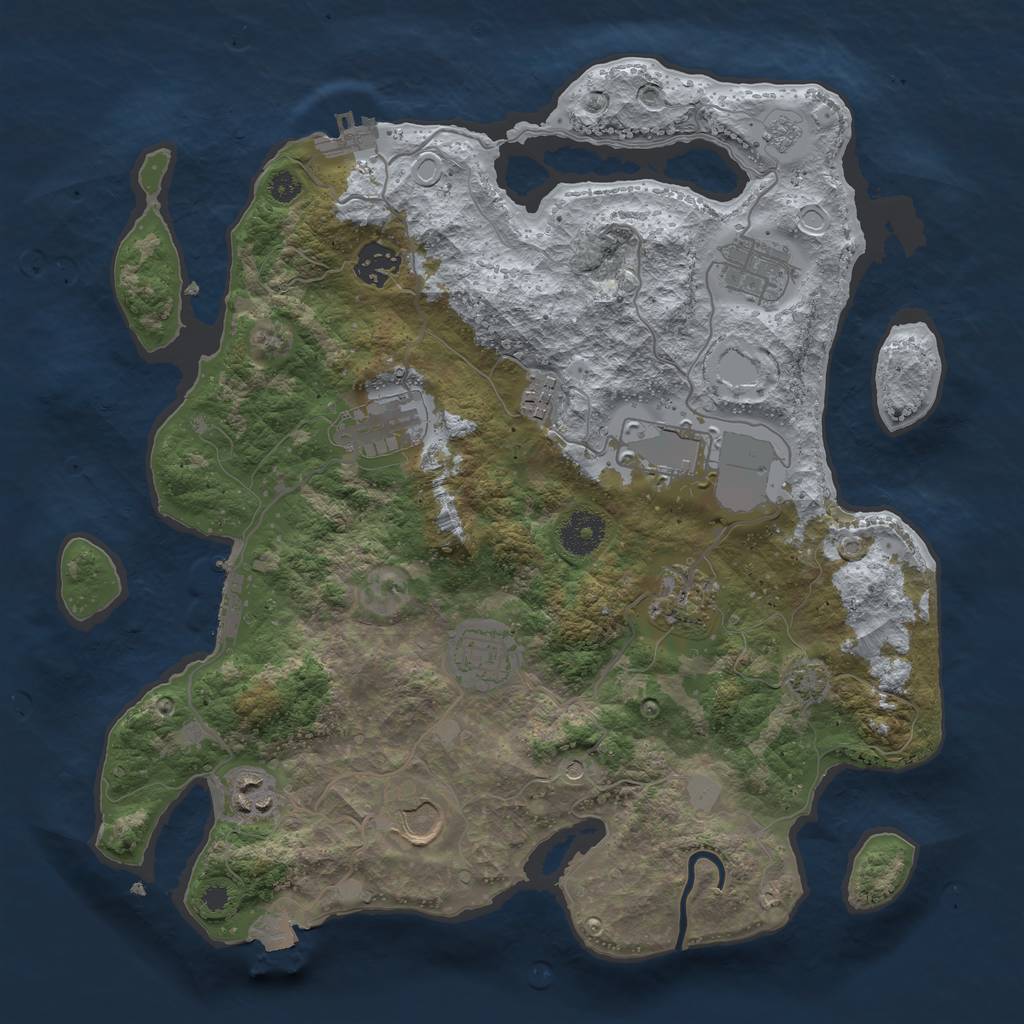 Rust Map: Procedural Map, Size: 3500, Seed: 315551537, 17 Monuments
