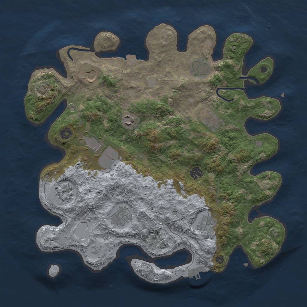 Rust Map: Procedural Map, Size: 3750, Seed: 436850932, 16 Monuments