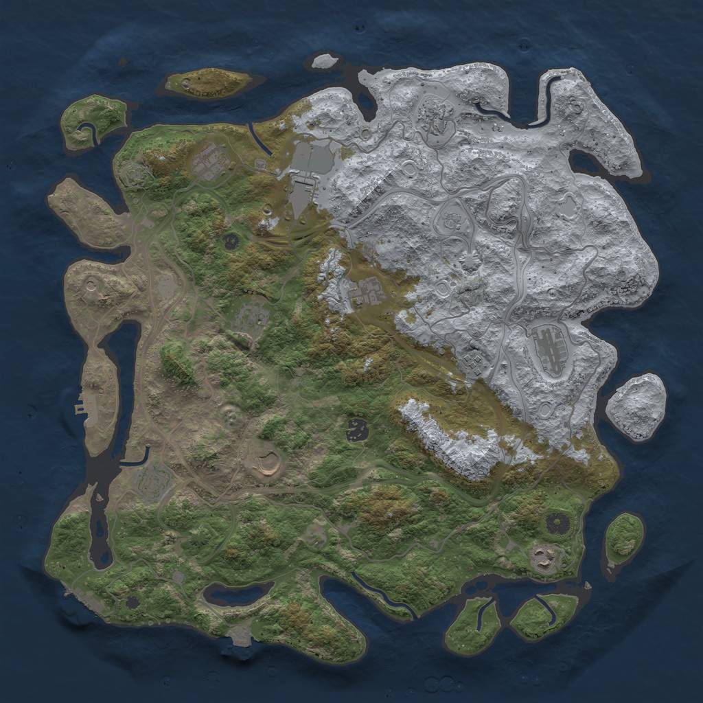 Rust Map: Procedural Map, Size: 4500, Seed: 1908665850, 19 Monuments