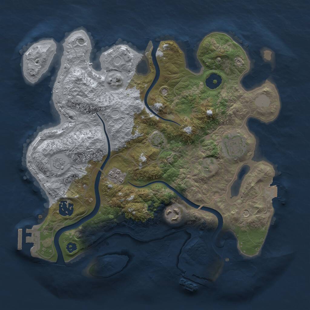 Rust Map: Procedural Map, Size: 3000, Seed: 37951, 10 Monuments