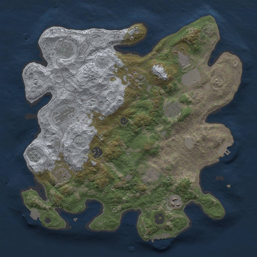 Rust Map: Procedural Map, Size: 3500, Seed: 1763801280, 18 Monuments