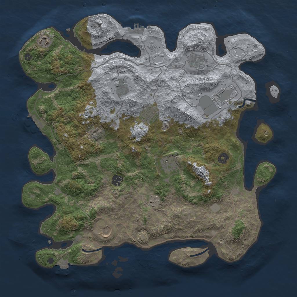 Rust Map: Procedural Map, Size: 4000, Seed: 1861162400, 17 Monuments