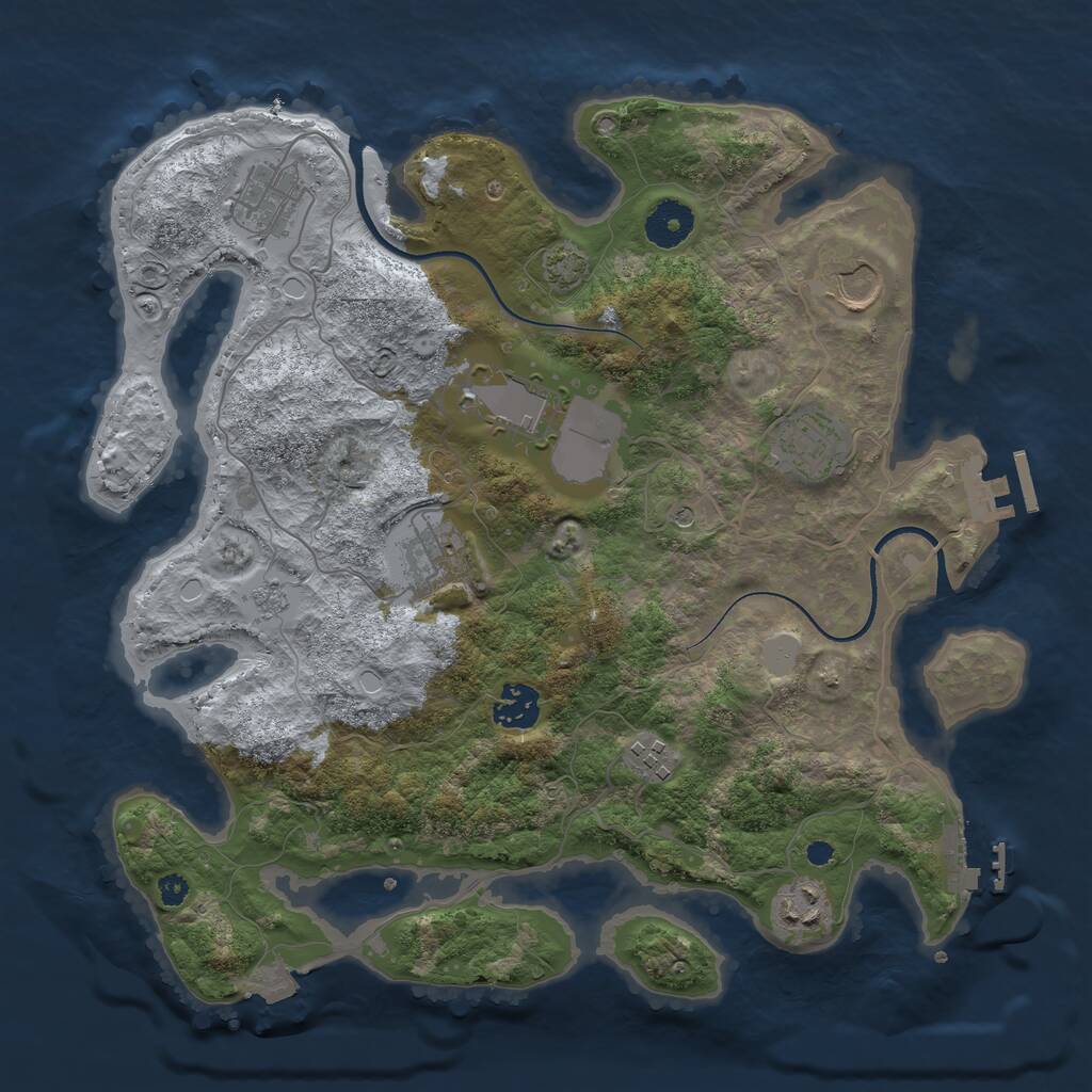 Rust Map: Procedural Map, Size: 3500, Seed: 1474325870, 14 Monuments