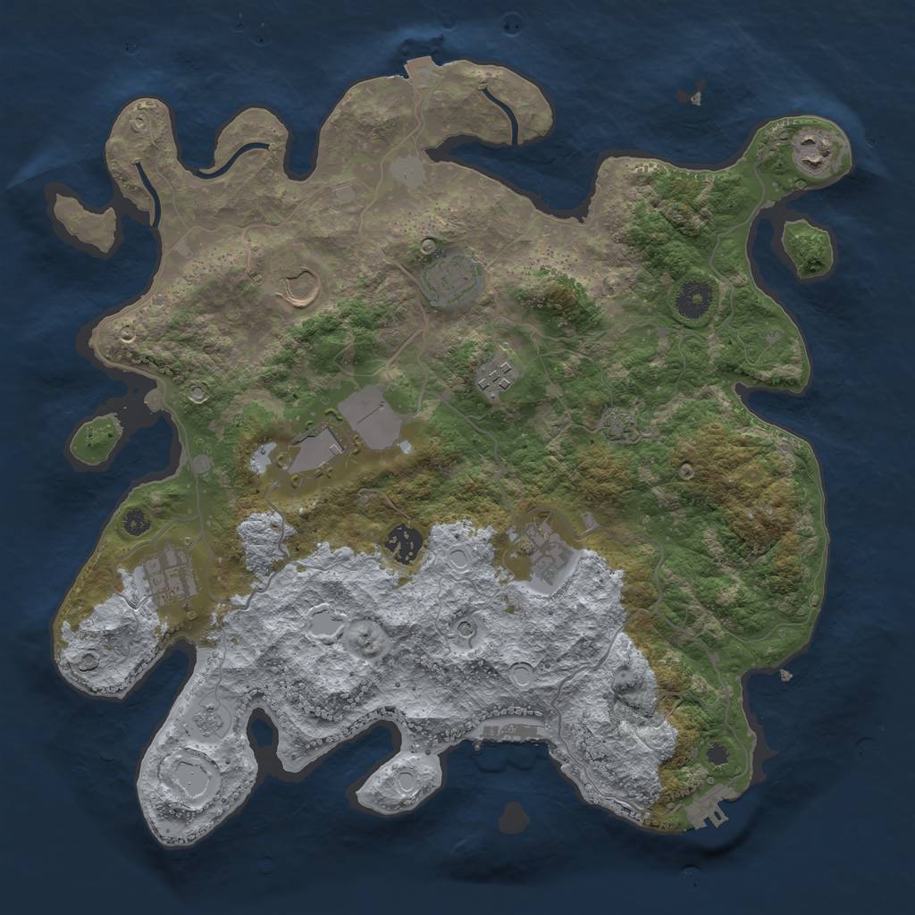 Rust Map: Procedural Map, Size: 3700, Seed: 600579894, 16 Monuments