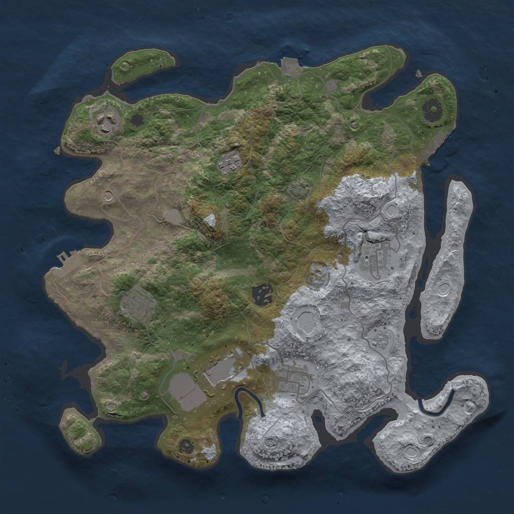Rust Map: Procedural Map, Size: 3500, Seed: 28198612, 15 Monuments