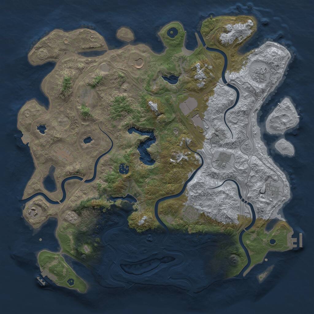 Rust Map: Procedural Map, Size: 4500, Seed: 1144848552, 17 Monuments