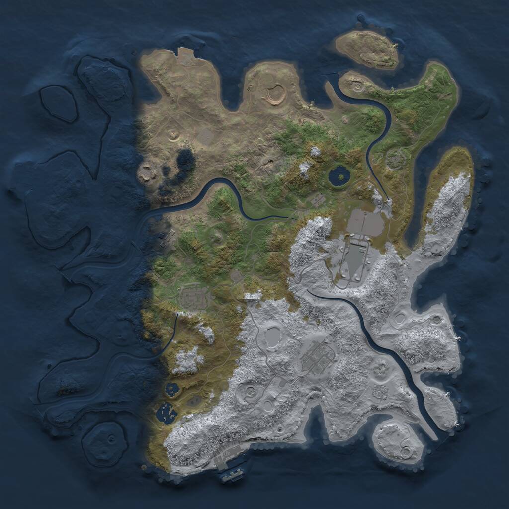 Rust Map: Procedural Map, Size: 3700, Seed: 709861143, 13 Monuments