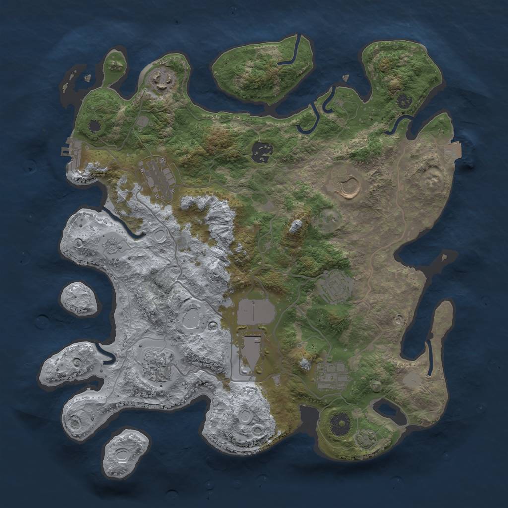 Rust Map: Procedural Map, Size: 3500, Seed: 24947993, 14 Monuments